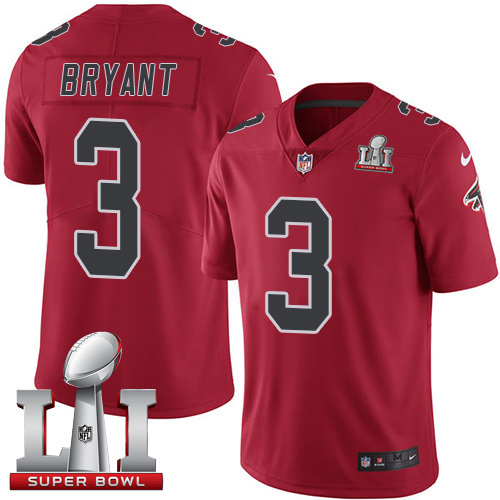 Nike Falcons #3 Matt Bryant Red Super Bowl LI 51 Men's Stitched NFL Limited Rush Jersey